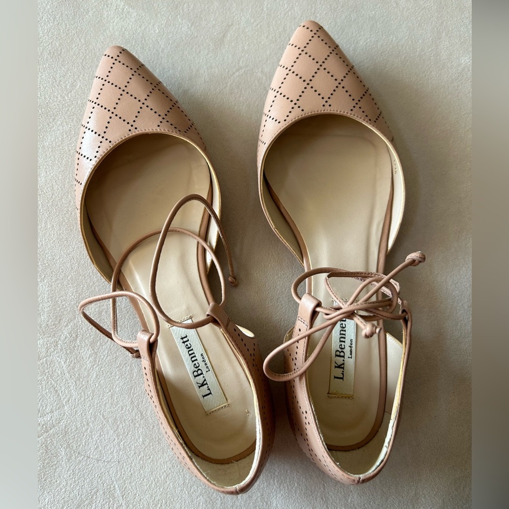 L.K. Bennett “Mikaila” pointy-toe tie flats, size 8.5